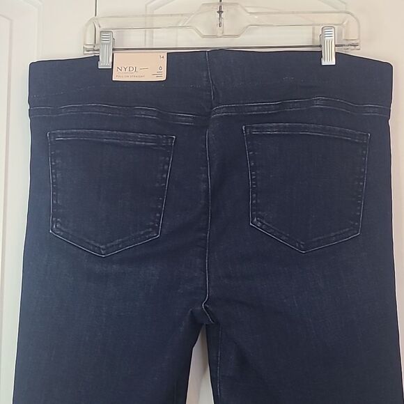 NYDJ Sculpt Her Denim Pull-On Straight Jeans Dark Blue Size 14 - Picture 6 of 16
